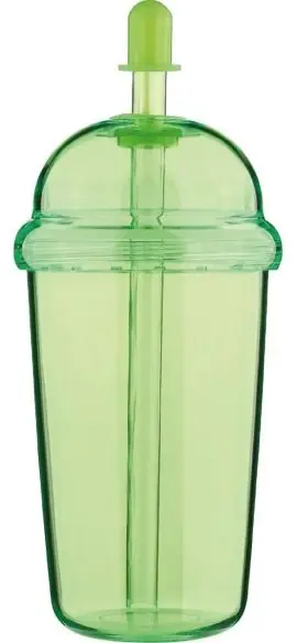 Vaso rPET Glow 500 ml tapa rosca pajita silicona frío