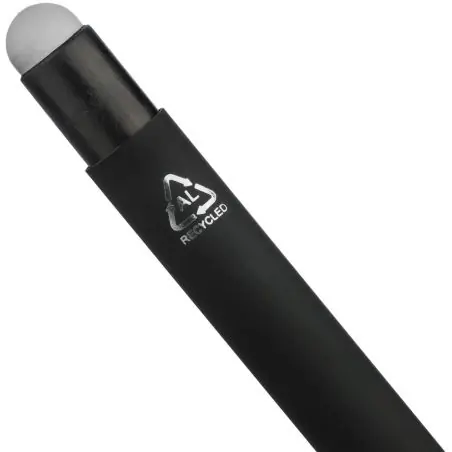 Bolígrafo aluminio reciclado caucho negro puntero