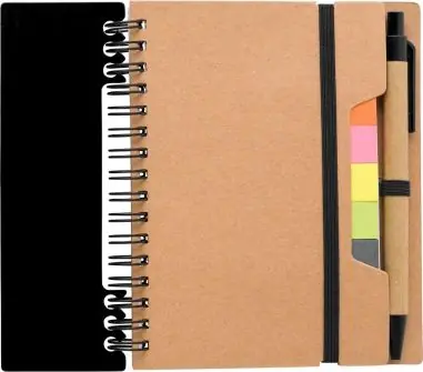 Libreta reciclada espiral con adhesivos y regla