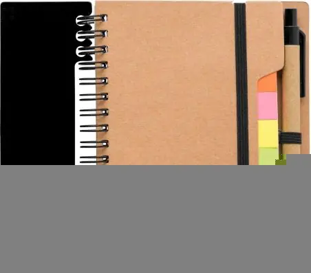 Libreta reciclada espiral con adhesivos y regla