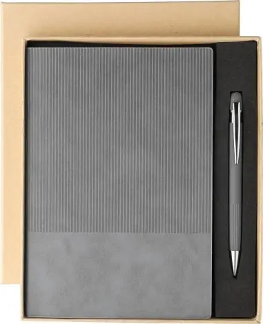 Set A5 PU reciclado y bolígrafo aluminio