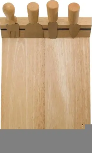 Tabla madera quesos imán 4 utensilios caja regalo