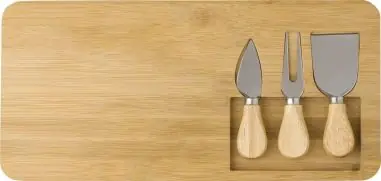 Tabla quesos bambú con 3 utensilios