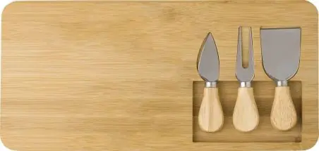 Tabla quesos bambú con 3 utensilios