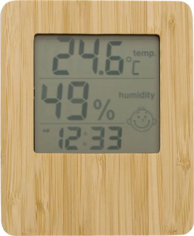 Estación meteorológica bambú ABS reloj temperatura