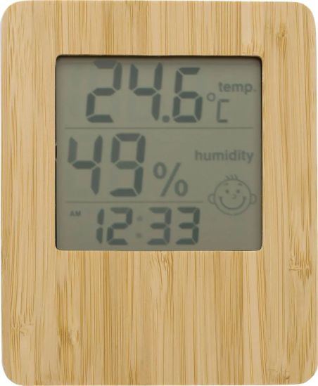 Estación meteorológica bambú ABS reloj temperatura