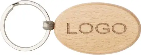 Llavero oval de madera con anilla
