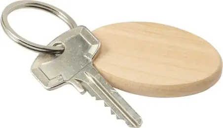 Llavero oval de madera con anilla