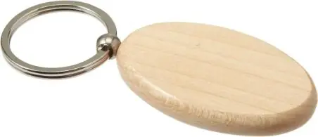 Llavero oval de madera con anilla