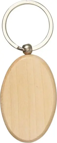 Llavero oval de madera con anilla