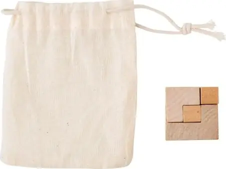 Rompecabezas cubos madera bolsa algodón FSC OEKO-TEX