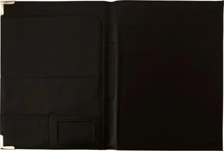 Carpeta PU A4 esquinas metálicas bolsillos personalizable