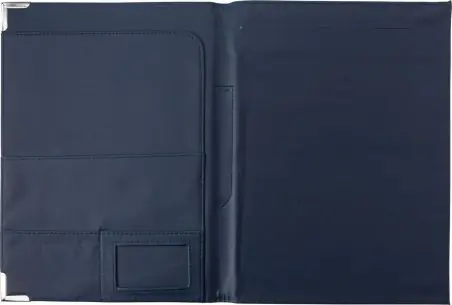 Carpeta PU A4 esquinas metálicas bolsillos personalizable