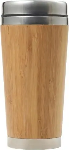 Vaso termo bambú inox 304 400 ml doble pared tapa PP