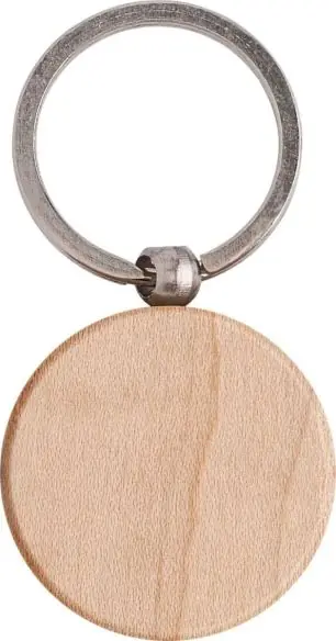 Llavero redondo madera anilla metálica FSC natural