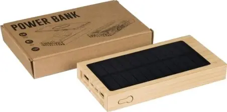 Batería externa solar bambú 10000 mAh Qi 5W