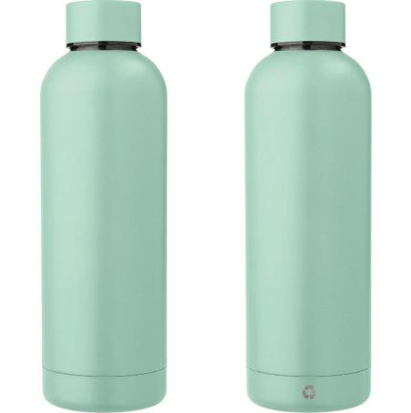 Botella acero reciclado doble pared 500 ml grabado y caja