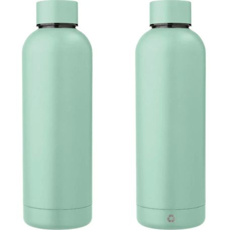 Botella acero reciclado doble pared 500 ml grabado y caja