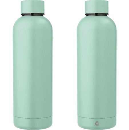 Botella acero reciclado doble pared 500 ml grabado y caja