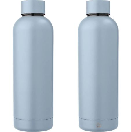 Botella acero reciclado doble pared 500 ml grabado y caja