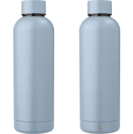Botella acero reciclado doble pared 500 ml grabado y caja
