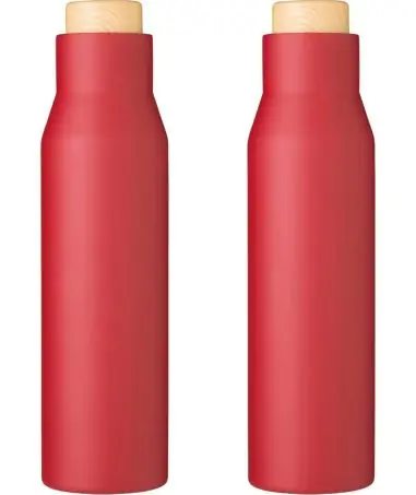 Botella termo acero 500 ml tapón símil bambú