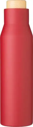 Botella termo acero 500 ml tapón símil bambú