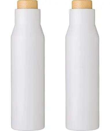 Botella termo acero 500 ml tapón símil bambú