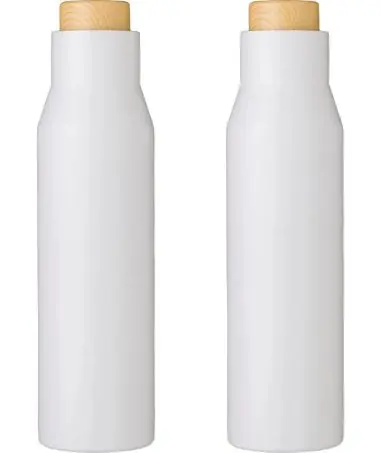 Botella termo acero 500 ml tapón símil bambú