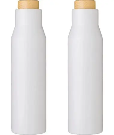 Botella termo acero 500 ml tapón símil bambú