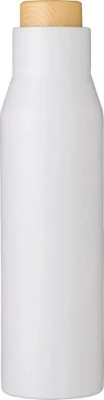 Botella termo acero 500 ml tapón símil bambú
