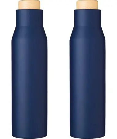 Botella termo acero 500 ml tapón símil bambú