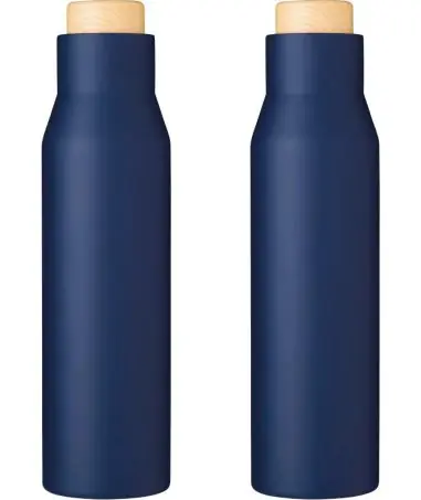Botella termo acero 500 ml tapón símil bambú