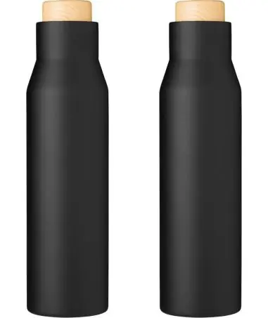 Botella termo acero 500 ml tapón símil bambú
