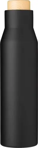 Botella termo acero 500 ml tapón símil bambú