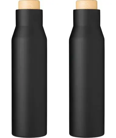 Botella termo acero 500 ml tapón símil bambú