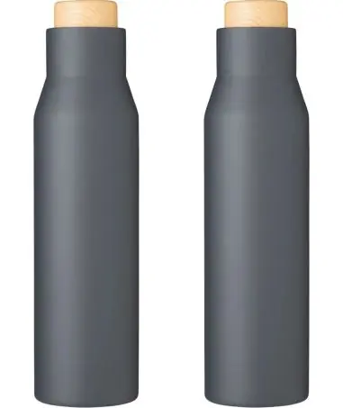 Botella termo acero 500 ml tapón símil bambú