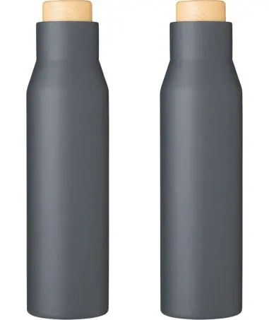 Botella termo acero 500 ml tapón símil bambú