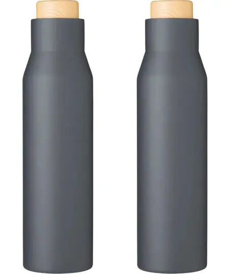 Botella termo acero 500 ml tapón símil bambú