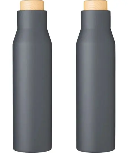 Botella termo acero 500 ml tapón símil bambú