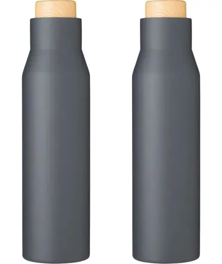 Botella termo acero 500 ml tapón símil bambú