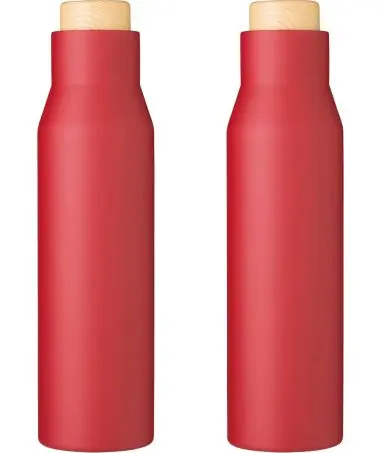 Botella termo acero 500 ml tapón símil bambú