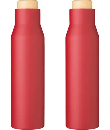 Botella termo acero 500 ml tapón símil bambú