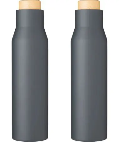 Botella termo acero 500 ml tapón símil bambú