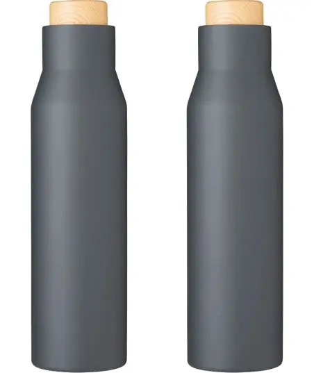 Botella termo acero 500 ml tapón símil bambú