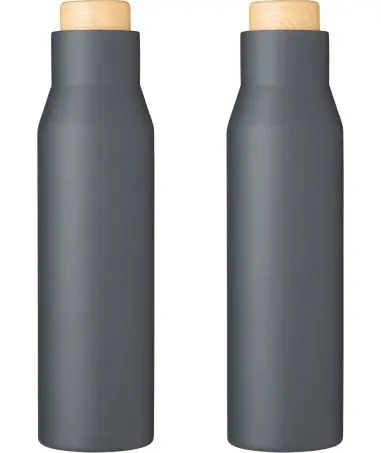 Botella termo acero 500 ml tapón símil bambú
