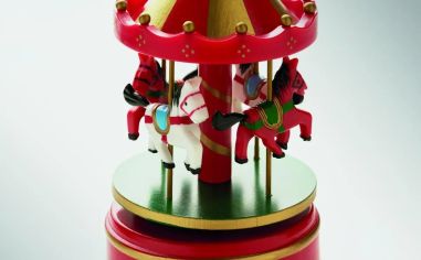 Mini caja de música con carrusel que toca Jingle Bells