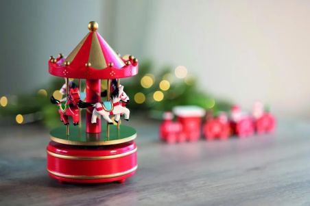 Mini caja de música con carrusel que toca Jingle Bells