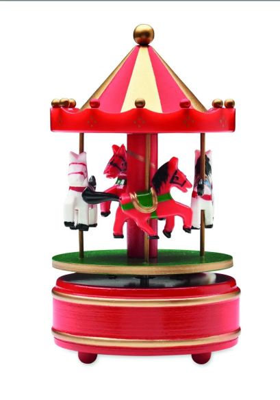 Mini caja de música con carrusel que toca Jingle Bells