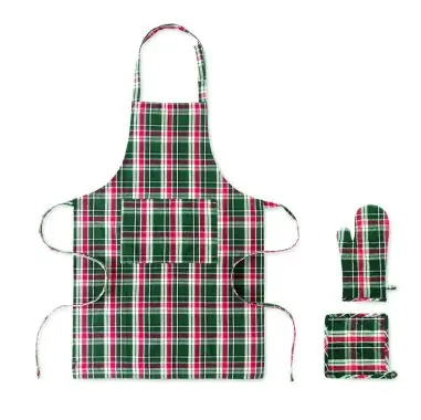 Set cocina algodón a cuadros Ecológica Personalizada 7CX1598